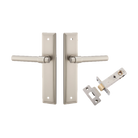 Door Lever Helsinki Stepped Latch Pair Satin Nickel H237xW50xP44mm Passage Kit Tube Latch Split Cam 'T' Striker Satin Nickel Backset 60mm in Satin Nickel