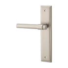 Door Lever Helsinki Stepped Latch Left Hand Fixed Satin Nickel L137xP61mm BPH237xW50mm in Satin Nickel