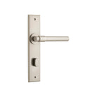 Door Lever Helsinki Chamfered Privacy Satin Nickel H240xW50xP60mm in Satin Nickel