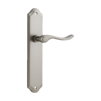 Door Lever Stirling Shouldered Latch Pair Satin Nickel H250xW48xP64mm in Satin Nickel