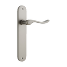 Door Lever Stirling Oval Latch Pair Satin Nickel H240xW40xP64mm in Satin Nickel