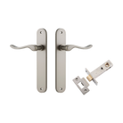 Door Lever Stirling Oval Latch Pair Satin Nickel H240xW40xP64mm Passage Kit Tube Latch Split Cam 'T' Striker Satin Nickel Backset 60mm in Satin Nickel