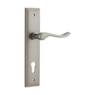 Door Lever Stirling Stepped Euro Pair Satin Nickel CTC85mm H237xW50xP64mm in Satin Nickel