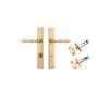 Door Lever Sarlat Rectangular Privacy Brushed Brass CTC85mm H240xW38xP55mm Privacy Kit, Tube Latch Split Cam 'T' Striker Brushed Brass Backset 60mm, Privacy Bolt Round Bolt Brushed Brass Backset 60mm in Brushed Brass