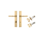 Door Lever Sarlat Rectangular Privacy Brushed Brass CTC85mm H240xW38xP55mm Privacy Kit, Tube Latch Split Cam 'T' Striker Brushed Brass Backset 60mm, Privacy Bolt Round Bolt Brushed Brass Backset 60mm in Brushed Brass