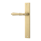 Door Lever Sarlat Rectangular Latch Left Hand Fixed Brushed Brass L111xP53mm BPH240xW38mm in Brushed Brass