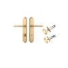 Door Lever Sarlat Shouldered Privacy Brushed Brass CTC85mm H250xW48xP57mm Privacy Kit Tube Latch Split Cam 'T' Striker Brushed Brass Backset 60mm, Privacy Bolt Round Bolt Brushed Brass Backset 60mm in Brushed Brass