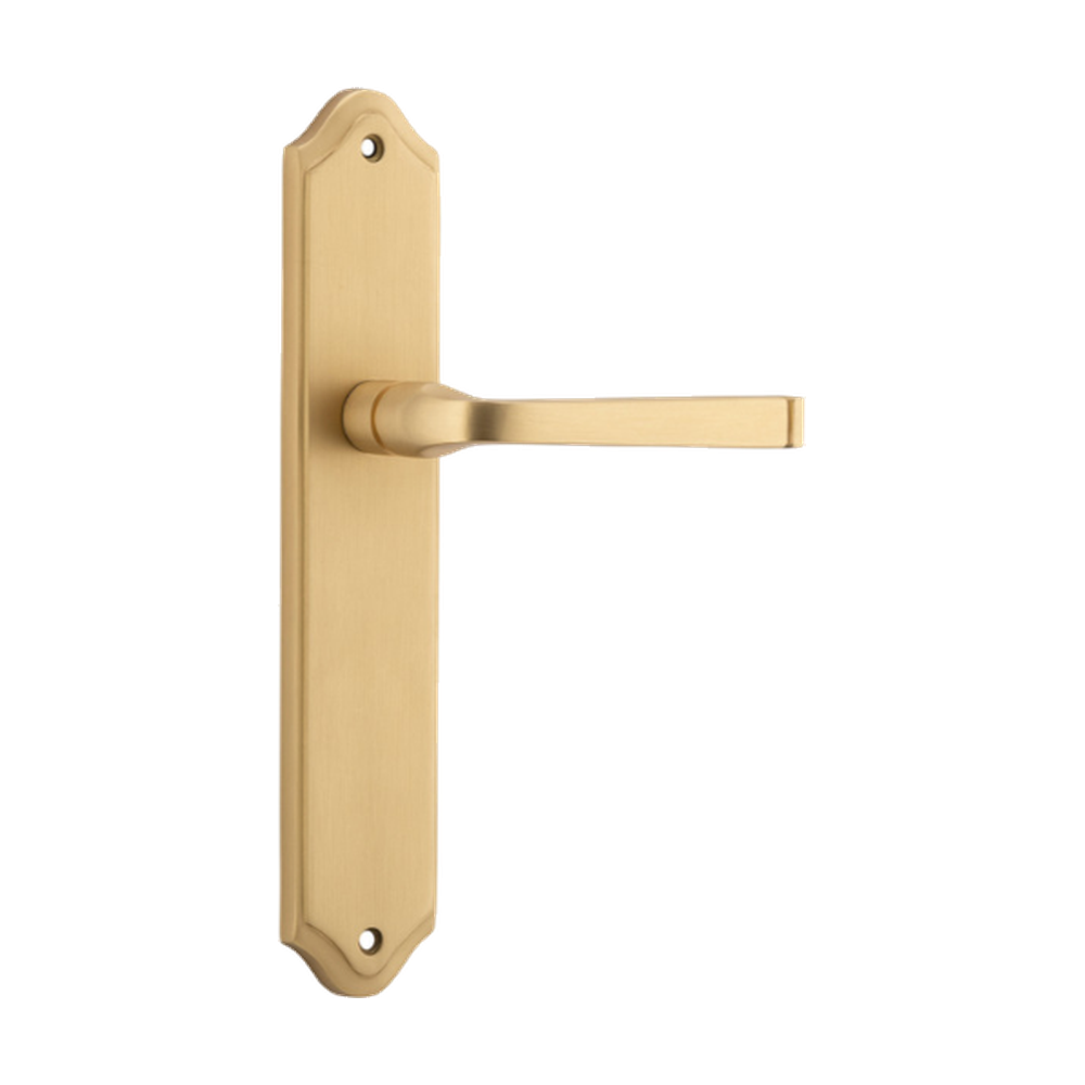 Door Lever Annecy Shouldered Latch Brushed Brass H237xW50xP65mm in Brushed Brass