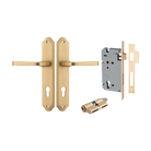 Door Lever Annecy Shouldered Euro Brushed Brass CTC85mm H240xW50xP65mm Entrance Kit Mortice Lock Euro Brushed Brass CTC85mm Backset 60mm, Euro Cylinder Dual Function 5 Pin Brushed Brass L65mm KA1 in Brushed Brass