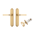 Door Lever Annecy Shouldered Latch Brushed Brass H240xW50xP65mm Passage Kit Tube Latch Split Cam 'T' Striker Brushed Brass Backset 60mm in Brushed Brass
