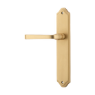 Door Lever Annecy Shouldered Latch Left Hand Fixed Brushed Brass L117xP65mm BPH250xW48mm in Brushed Brass