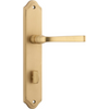 Door Lever Annecy Shouldered Privacy Brushed Brass CTC85mm H237xW50xP65mm in Brushed Brass