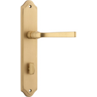 Door Lever Annecy Shouldered Privacy Brushed Brass CTC85mm H237xW50xP65mm in Brushed Brass