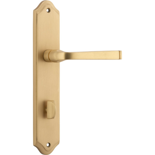 Pair of Iver Annecy lever handles on shouldered backplates, featuring a sleek, modern design for stylish door hardware.