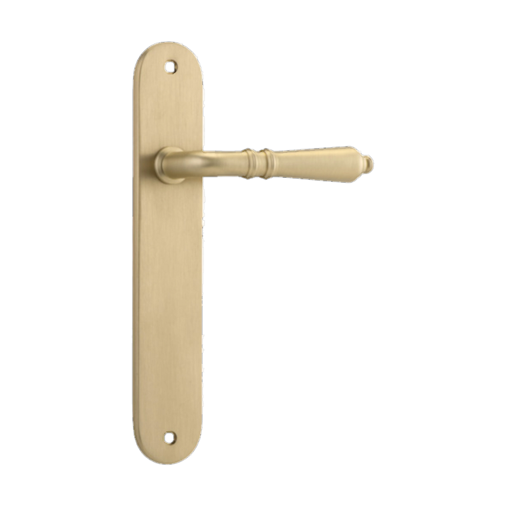 Door Lever Sarlat Oval Latch Brushed Brass H230xW40xP55mm in Brushed Brass