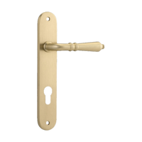 Door Lever Sarlat Oval Euro Brushed Brass CTC85mm H230xW40xP55mm in Brushed Brass