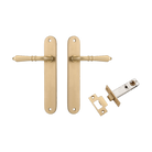 Door Lever Sarlat Oval Latch Brushed Brass H240xW40xP55mm Passage Kit Tube Latch Split Cam 'T' Striker Brushed Brass Backset 60mm in Brushed Brass