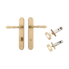 Door Lever Sarlat Oval Privacy Brushed Brass CTC85mm H240xW40xP55mm Privacy Kit Tube Latch Split Cam 'T' Striker Brushed Brass Backset 60mm, Privacy Bolt Round Bolt Brushed Brass Backset 60mm in Brushed Brass