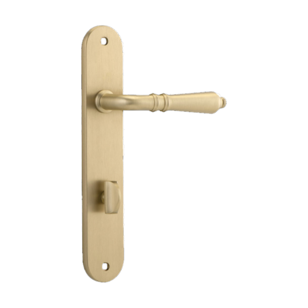 Door Lever Sarlat Oval Privacy Brushed Brass CTC85mm H230xW40xP55mm in Brushed Brass
