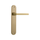 Door Lever Baltimore Oval Latch Brushed Brass H237xW50xP55mm in Brushed Brass