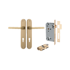 Door Lever Baltimore Oval Euro Brushed Brass CTC85mm H237xW40xP55mm Entrance Kit Mortice Lock Euro Brushed Brass CTC85mm Backset 60mm, Euro Cylinder Dual Function 5 Pin Brushed Brass L65mm KA1 in Brushed Brass