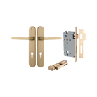 Door Lever Baltimore Oval Euro Brushed Brass CTC85mm H237xW40xP55mm Entrance Kit Mortice Lock Euro Brushed Brass CTC85mm Backset 60mm, Euro Cylinder Key Thumb 6 Pin Brushed Brass L70mm    KA1 in Brushed Brass