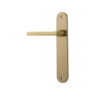 Door Lever Baltimore Oval Latch Left Hand Fixed Brushed Brass L118xP54mm BPH240xW40mm in Brushed Brass