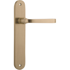 Pair of Iver Annecy lever door handles with oval backplate, featuring modern chrome finish and sleek design.