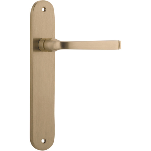 Door Lever Annecy Oval Latch Brushed Brass H230xW40xP62mm in Brushed Brass