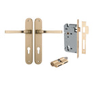 Pair of Iver Annecy lever handles on oval backplates, featuring sleek, modern design in a polished finish.