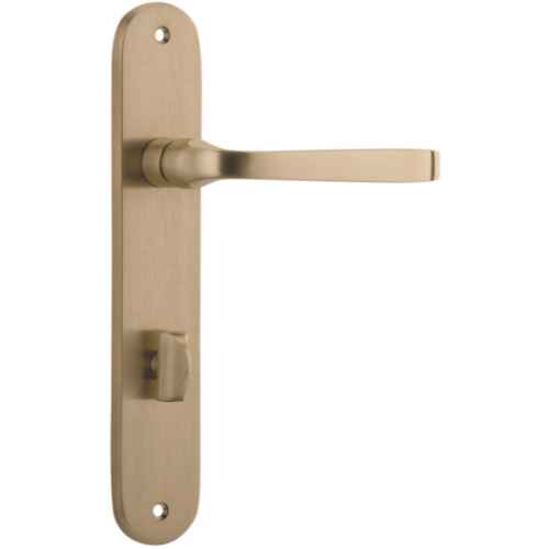 Door Lever Annecy Oval Privacy Brushed Brass CTC85mm H230xW40xP62mm in Brushed Brass