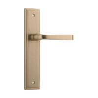 Door Lever Annecy Stepped Latch Brushed Brass H237xW50xP65mm in Brushed Brass