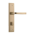 Door Lever Annecy Stepped Privacy Brushed Brass CTC85mm H237xW50xP65mm in Brushed Brass