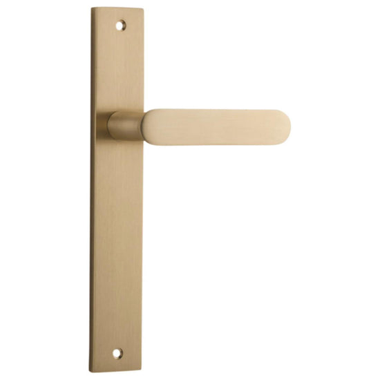 Door Lever Bronte on Long Backplate Brushed Brass H240xW38xP56mm in Brushed Brass