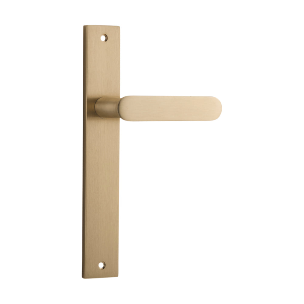 Door Lever Bronte on Long Backplate Brushed Brass H240xW38xP56mm in Brushed Brass