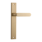 Door Lever Bronte Rectangular Latch Right Hand Fixed Brushed Brass L117xP53mm BPH240xW38mm in Brushed Brass