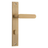 Door Lever Bronte Rectangular Privacy Brushed Brass CTC85mm H240xW38xP56mm in Brushed Brass