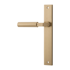 Door Lever Berlin Rectangular Latch Left Hand Fixed Brushed Brass L120xP57mm BPH240xW38mm in Brushed Brass