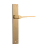 Door Lever Como Rectangular Latch Brushed Brass H240xW38xP58mm in Brushed Brass