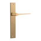 Door Lever Como Rectangular Latch Right Hand Fixed Brushed Brass L119xP59mm BPH240xW38mm in Brushed Brass