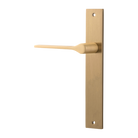 Door Lever Como Rectangular Latch Left Hand Fixed Brushed Brass L119xP59mm BPH240xW38mm in Brushed Brass