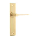 Door Lever Como Chamfered Latch Brushed Brass H240xW50xP61mm in Brushed Brass