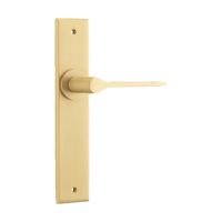 Door Lever Como Chamfered Latch Brushed Brass H240xW50xP61mm in Brushed Brass