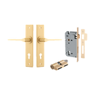 Door Lever Como Chamfered Euro Pair Brushed Brass CTC85mm L119xP61mm BPH240xW50mm Mortice Lock Euro Brushed Brass CTC85mm Backset 60mm, Euro Cylinder Dual Function 5 Pin Brushed Brass 65mm KA4 in Brushed Brass