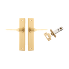 Door Lever Como Chamfered Brushed Brass L119xP61mm BPH240xW50mm Passage Kit Tube Latch Split Cam 'T' Striker Brushed Brass Backset 60mm in Brushed Brass
