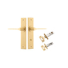 Door Lever Como Chamfered Privacy Brushed Brass CTC85mm L119xP61mm BPH240xW50mm Privacy Kit Tube Latch Split Cam 'T' Striker Brushed Brass Backset 60mm, Privacy Bolt Round Bolt Brushed Brass Backset 60mm in Brushed Brass