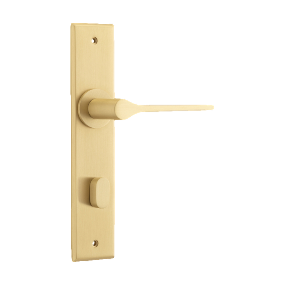 Door Lever Como Chamfered Privacy Brushed Brass H240xW50xP61mm in Brushed Brass