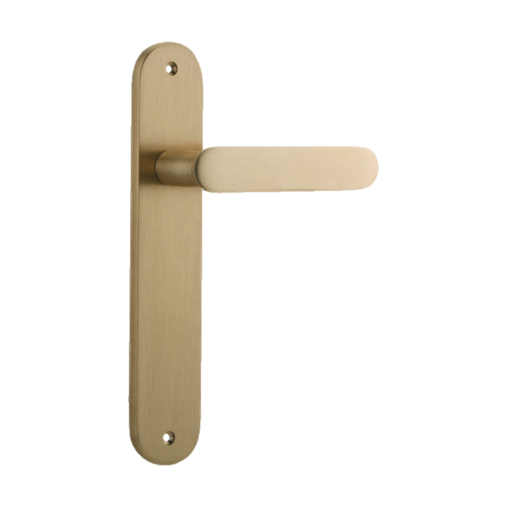 Door Lever Bronte  on Long Backplate Brushed Brass H237xW40xP56mm in Brushed Brass