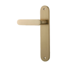 Door Lever Bronte Oval Latch Left Hand Fixed Brushed Brass L117xP53mm BPH240xW40mm in Brushed Brass