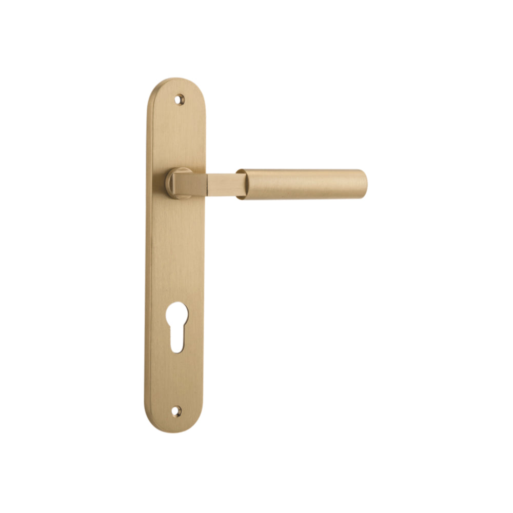 Pair of Iver Berlin lever door handles with oval backplates shown in this image.